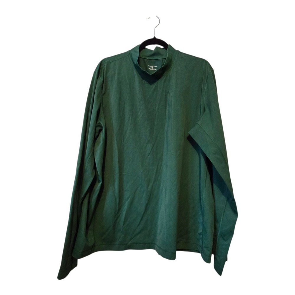 Lands End Long Sleeve Rash Guard Men XXL 50-52 Green Stretch Outdoor Swim Summer